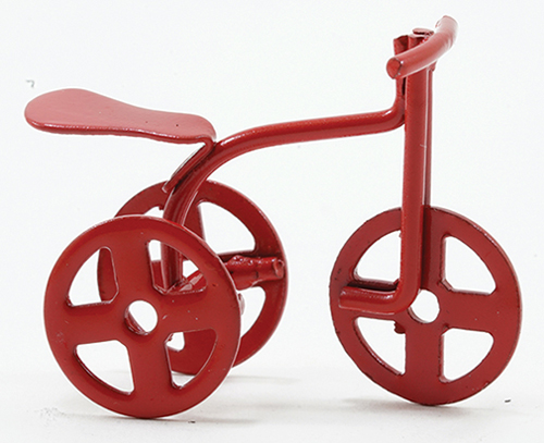 Dollhouse Miniature Red Tricycle, 1/2" Scale